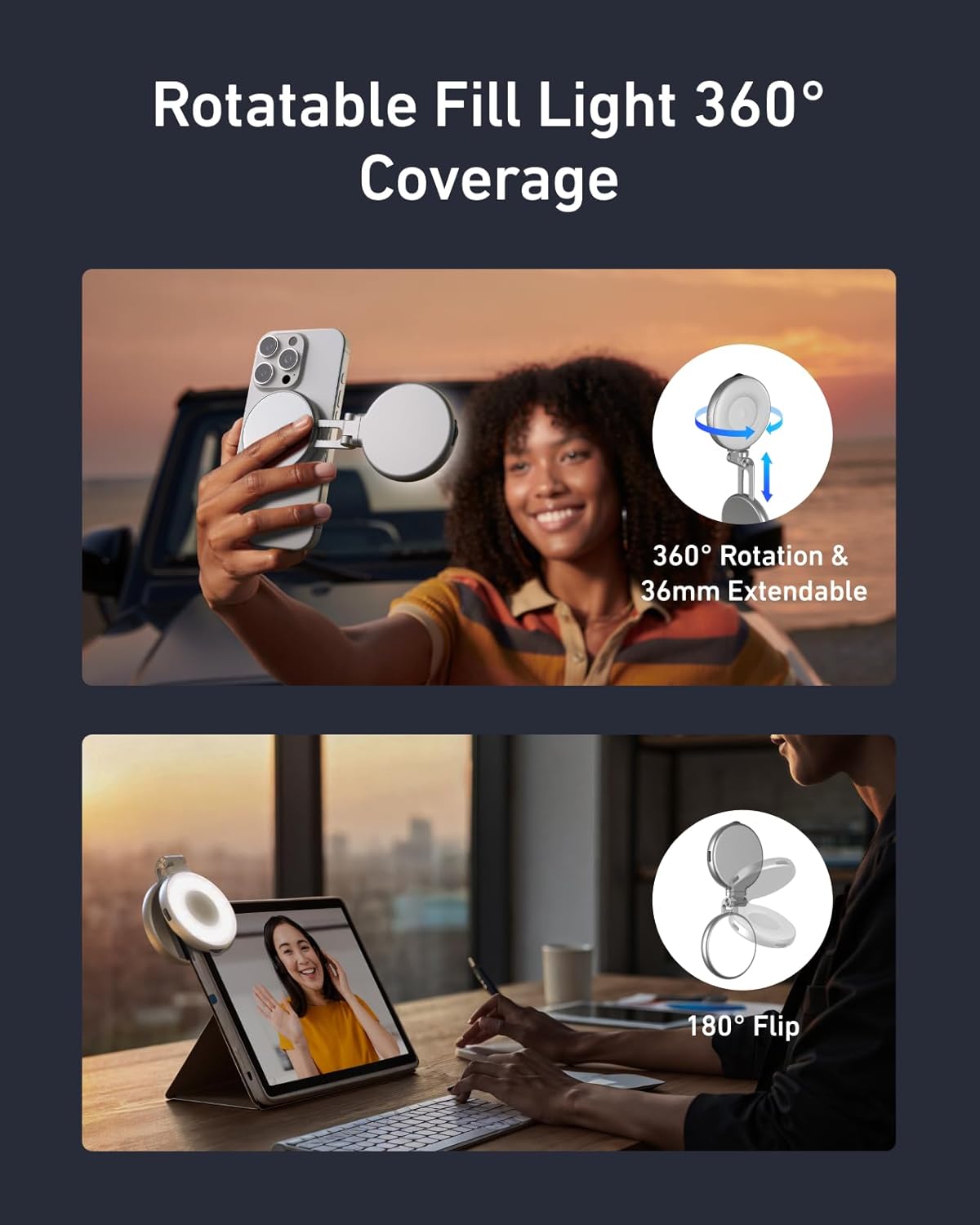 Magnetic Selfie Light with Mirror™