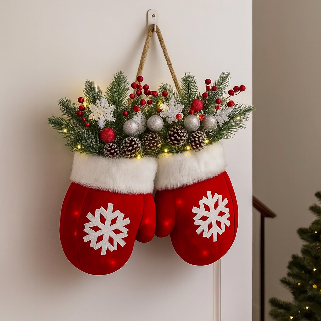 Christmas Glove Flower Wreath