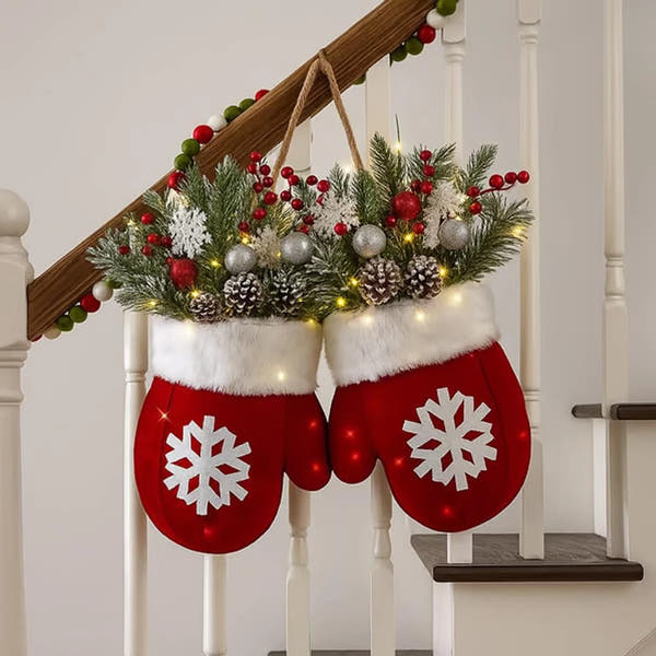 Christmas Glove Flower Wreath